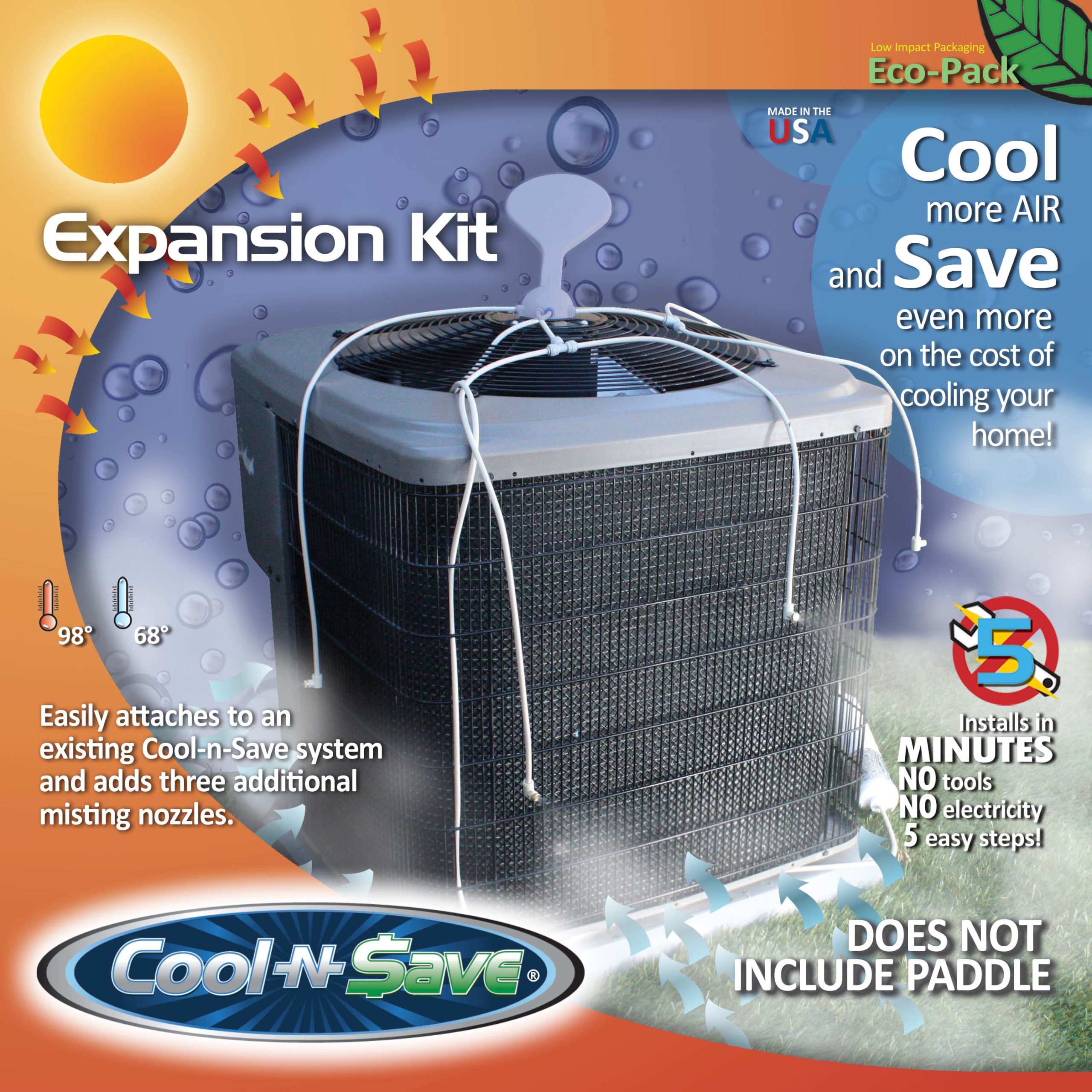 Expansion kit extends the Cool-n-Save system, but does not included the paddle.